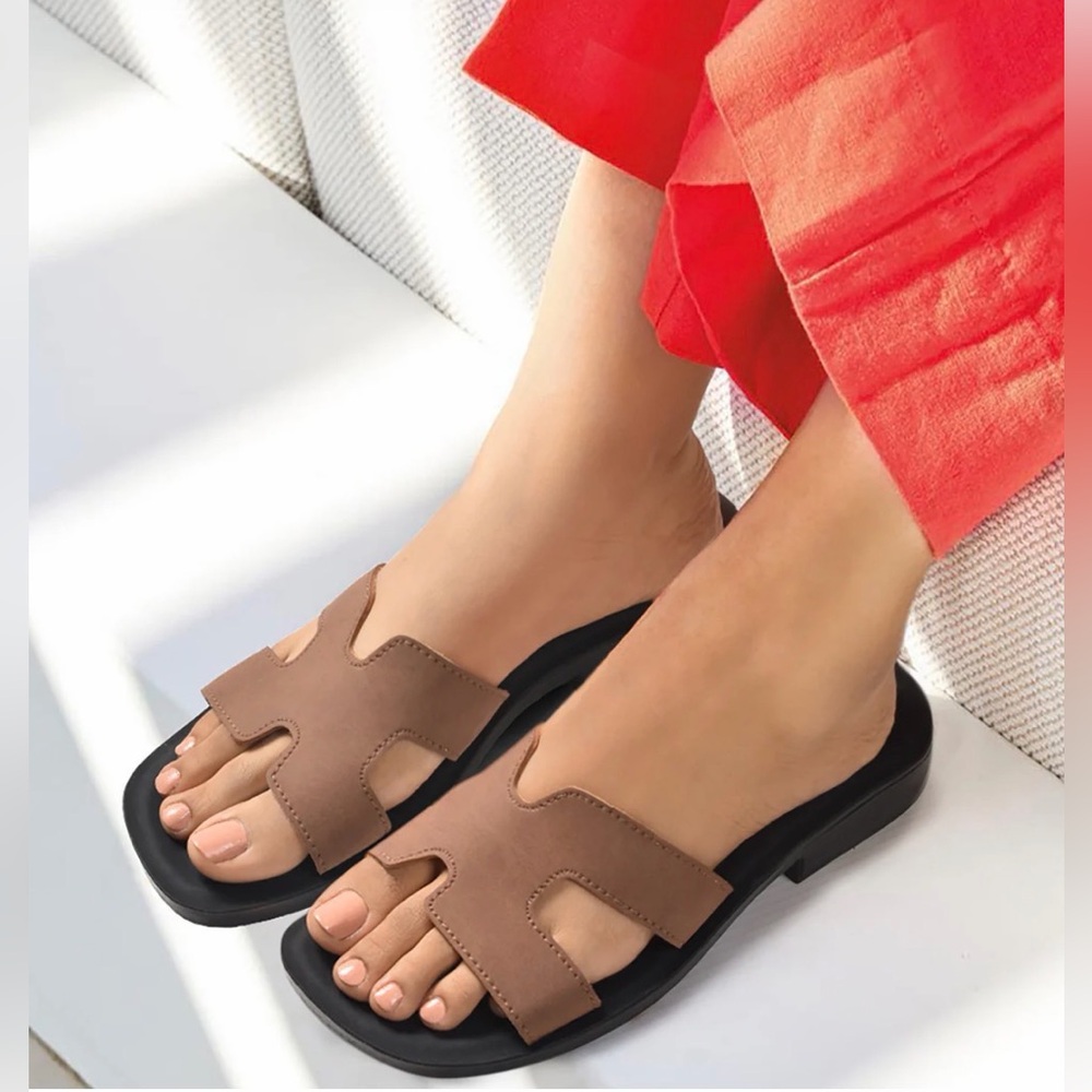 Comfort Fit Flaneur Brown Suede Women’s Flat Sandals 38/8 - Picture 6 of 6